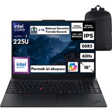 Lenovo Thinkpad E16 Gen3 Ultra 5-225U 32-Gbddr5 2 Tbssd Intel Graphics 16" Wuxga Windows 10 Home + Hmf Sırt Çantası 21SSS2YQ60HMF87