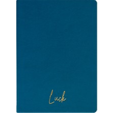 Kum Yayınevi Luck Defter - Dokulu Thermo Sert Kapak - Kareli 192 Sayfa – 15X21,3CM - Mavi