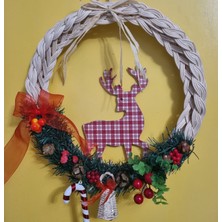 Gamzenin Düşleri Rattan Hasır Yılbaşı Temalı Çeleng Kapı Süsü 30CM