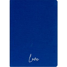 Kum Yayınevi Love Defter - Keten Sert Kapak - Kareli 192 Sayfa – 15X21,3CM - Mavi