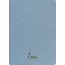 Kum Yayınevi Love Defter - Keten Sert Kapak - Kareli 192 Sayfa – 15X21,3CM - Buz Mavi