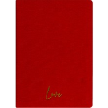 Kum Yayınevi Love Defter - Keten Sert Kapak - Çizgili 192 Sayfa – 15X21,3CM - Kırmızı