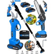 Graizer Alman 598 Vf 20 Ah 2 Li Set 2 Akülü Şarjlı Ağaç Dal Kesme Budama Makası Testere Teleskopik Hediyeli