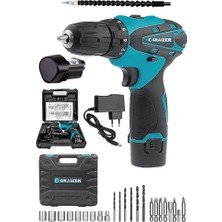 Graizer Alman 24 V Sjs Çift Metal Şanzuman Çift Akülü Şarjlı Vidalama Matkap + 24 Parça Set Mavi Ar