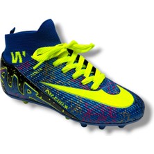 Walked 041-26 Çoraplı Erkek Halı Saha Çivili Krampon Mavi Sarı