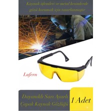 Lufern Dayanıklı Sarı Ayarlı Çapak Kaynak Gözlüğü Endüstriyel Kullanım Göz Koruma Atölye Ayarlı 1 Adet