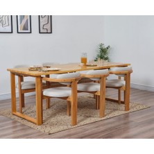 Vowturkey Cheri Masif Iskandinav 90*207 Masa Sandalye Takımı /6S1M