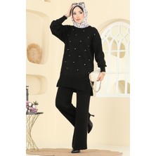 Taş Detaylı Triko Takım 1209MT581-MS Siyah