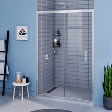 Kupon Duş ve Banyo Sistemleri Vesta D200 İki Duvar Arası 1 Sabit 1 Sürgü Duşakabin Parlak Profil Şeffaf Cam H: 190 cm