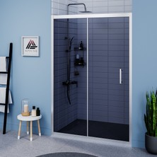 Kupon Duş ve Banyo Sistemleri Vesta D200 İki Duvar Arası 1 Sabit 1 Sürgü Duşakabin Parlak Profil Füme Cam H: 190 cm