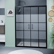 Kupon Duş ve Banyo Sistemleri Vesta D400 İki Duvar Arası 2 Sabit 2 Sürgü Duşakabin Siyah Profil Kumlu Cam H: 190 cm