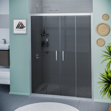 Kupon Duş ve Banyo Sistemleri Vesta D400 İki Duvar Arası 2 Sabit 2 Sürgü Duşakabin Parlak Profil Füme Cam H: 190 cm