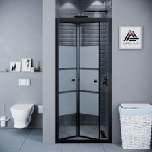 Kupon Duş ve Banyo Sistemleri Vesta D500 Katlanır Duşakabin Siyah Profil Kumlu Cam H: 190 cm