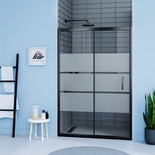 Kupon Duş ve Banyo Sistemleri Vesta D200 İki Duvar Arası 1 Sabit 1 Sürgü Duşakabin Siyah Profil Kumlu Cam H: 190 cm