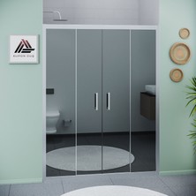 Kupon Duş ve Banyo Sistemleri Vesta D400 İki Duvar Arası 2 Sabit 2 Sürgü Duşakabin Parlak Profil Reflekte Aynalı Cam H: 190 cm