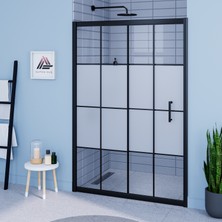 Kupon Duş ve Banyo Sistemleri Vesta D200 Duşakabin Siyah Profil Kumlu Karolajlı Cam H: 190 cm