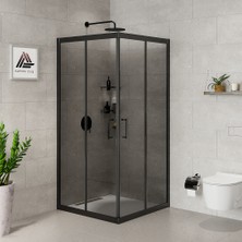 Kupon Duş ve Banyo Sistemleri Vesta D100 Kare Duşakabin Siyah Profil Füme Cam H: 190 cm