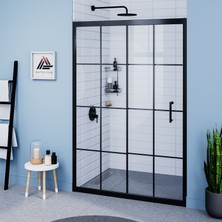 Kupon Duş ve Banyo Sistemleri Vesta D200 İki Duvar Arası 1 Sabit 1 Sürgü Duşakabin Siyah Profil Karolaj Cam H: 190 cm