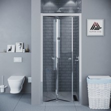 Kupon Duş ve Banyo Sistemleri Vesta D500 Katlanır Duşakabin Parlak Profil Şeffaf Cam H: 190 cm