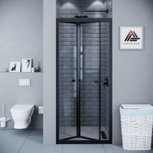 Kupon Duş ve Banyo Sistemleri Vesta D500 Katlanır Duşakabin Siyah Profil Şeffaf Cam H: 190 cm