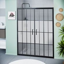 Kupon Duş ve Banyo Sistemleri Vesta D400 İki Duvar Arası 2 Sabit 2 Sürgü Duşakabin Siyah Profil Kumlu Karolajlı Cam H: 190 cm