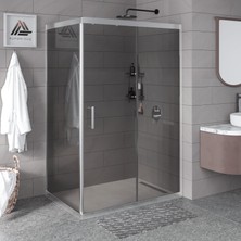 Vesta D201 Dikdörtgen Duşakabin Parlak Profil Füme Cam H: 190 cm