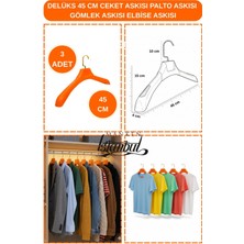 Manken İstanbul 3 Adet Turuncu 45 cm Özel Üretim Ceket Askısı,palto Askısı,elbise Askısı,gömlek Askısı,