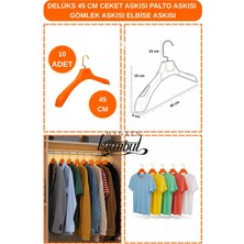 Manken İstanbul 10 Adet Turuncu 45 cm Özel Üretim Ceket Askısı,palto Askısı,elbise Askısı,gömlek Askısı