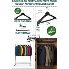 Manken İstanbul 5 Adet 48 cm Kaydırma Yapmaz, Geniş Omuz, Özel Üretim Ceket Askısı, Palto Askısı,takım Elbise Askısı