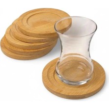 Bambu Yuvarlak Çay Tabağı Bardak Altlığı 6 'lı Set, Dekoratif Bambu Altlık