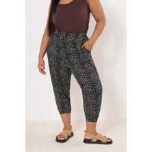 Stil Diva Büyük Beden Paçası ve Beli Lastik Detaylı Cepli Jogger Pantolon 303017