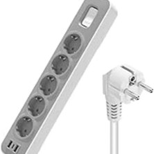 1.5 Metre Kablolu 5'li 2 USB Type C 4000W 16AH Akım Korumalı Priz (Usb 5ın)