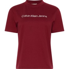 Calvin Klein Kadın Kırmızı Calvin Klein A- Inst. Logo Classıc Tee Ss Kırmızı Kadın T-Shirt