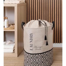 Bohe Yuvarlak Torbalı Düzenleyici Kirli Çamaşır Oyuncak Sepeti Organizer