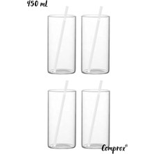 Comprox Simple*sade 8 Parça 450 ml Kokteyl Bardağı Meşrubat Bardağı Seti, (4pipet+4bardak)