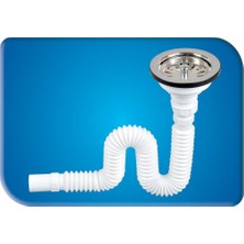 Özbest Körüklü Çöpmak Evye Lavabo Gider Sifonu Geniş Kafalı