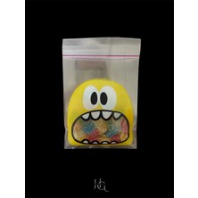 Hg Ambalaj 100 Adet 10X14 cm Sarı Canavar Figürlü Bantlı Şeffaf Opp Jelatin Poşet, Kurabiye Poşeti ( 10X10+4)