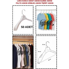 Manken İstanbul 50 Adet Özel Kancalı - Beyaz 45 cm Abs Plastik Ceket Askısı Palto Askısı Elbise Askısı–şık Tasarım