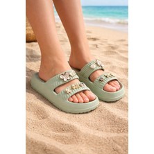 Minibonito Kız Çoçuk Taşlı Şık, Rahat, Konforlu Eva Terlik