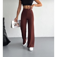 Moda Banuş Önü Dikişli Çımalı Kahverengi Modal Kumaş Eşofman