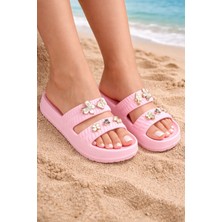 Minibonito Kız Çoçuk Taşlı Şık, Rahat, Konforlu Eva Terlik