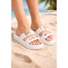 Minibonito Kız Çoçuk Taşlı Şık, Rahat, Konforlu Eva Terlik