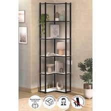 Bofigo 6 Raflı Kitaplık Dekoratif Kitaplık Metal Kitaplık Ofis Kitaplığı Aksesuar Rafı Sardes Beyaz