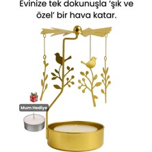 Twirl Candle Dekoratif Dönen Mumluk Mum Isısıyla Dönen Gold Metal Ev Dekoru