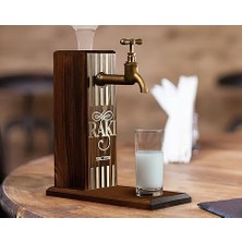 FourForce Gift Özel Rakı Baskılı Musluklu Doğal Ahşap Içki Standı, Içki Çeşmesi, Doğum Günü Hediyesi, Ev Hediyesi, İçecek Dispenseri