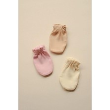 3lü Krem-Bej-Pembe Yenidoğan Eldiven Set Model 6