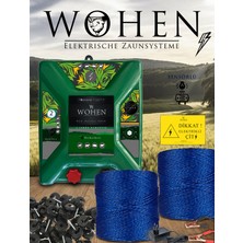 Wohen Ekonomik Paket, Güçlendirilmiş Sensörlü Çit Makinası Seti, 100 Izolatör, 1000 M Ip