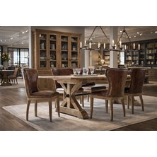 İzmir Masif Coral Yemek Masası – Country Tarzı, Antik Meşe Renk, Sedir ve Çam