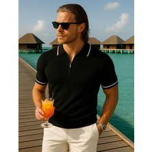 We&Me Erkek Yazlık Fermuarlı Polo Yaka Ince Triko T-Shirt