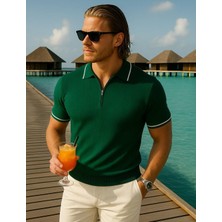 We&Me Erkek Yazlık Fermuarlı Polo Yaka Ince Triko T-Shirt